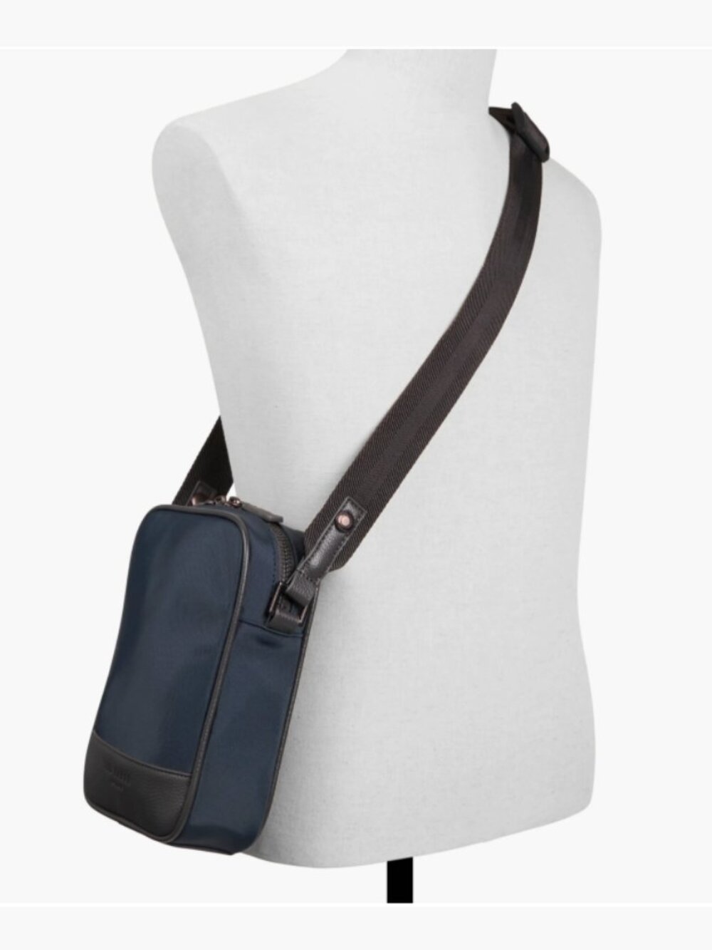 NWT Ted Baker London Fairford Sling Crossbody Bag (Navy Nylon/Black Coffee) - Picture 4 of 6